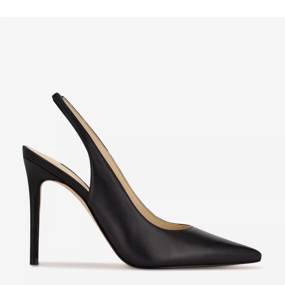 Nine West Black Leather Slingback Heels - Picture 2 of 8
